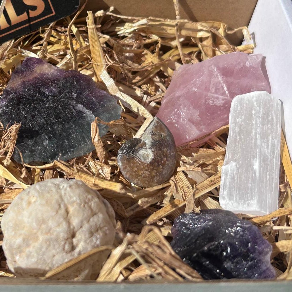Crystal and fossil gift box - North Yorkshire Fossils